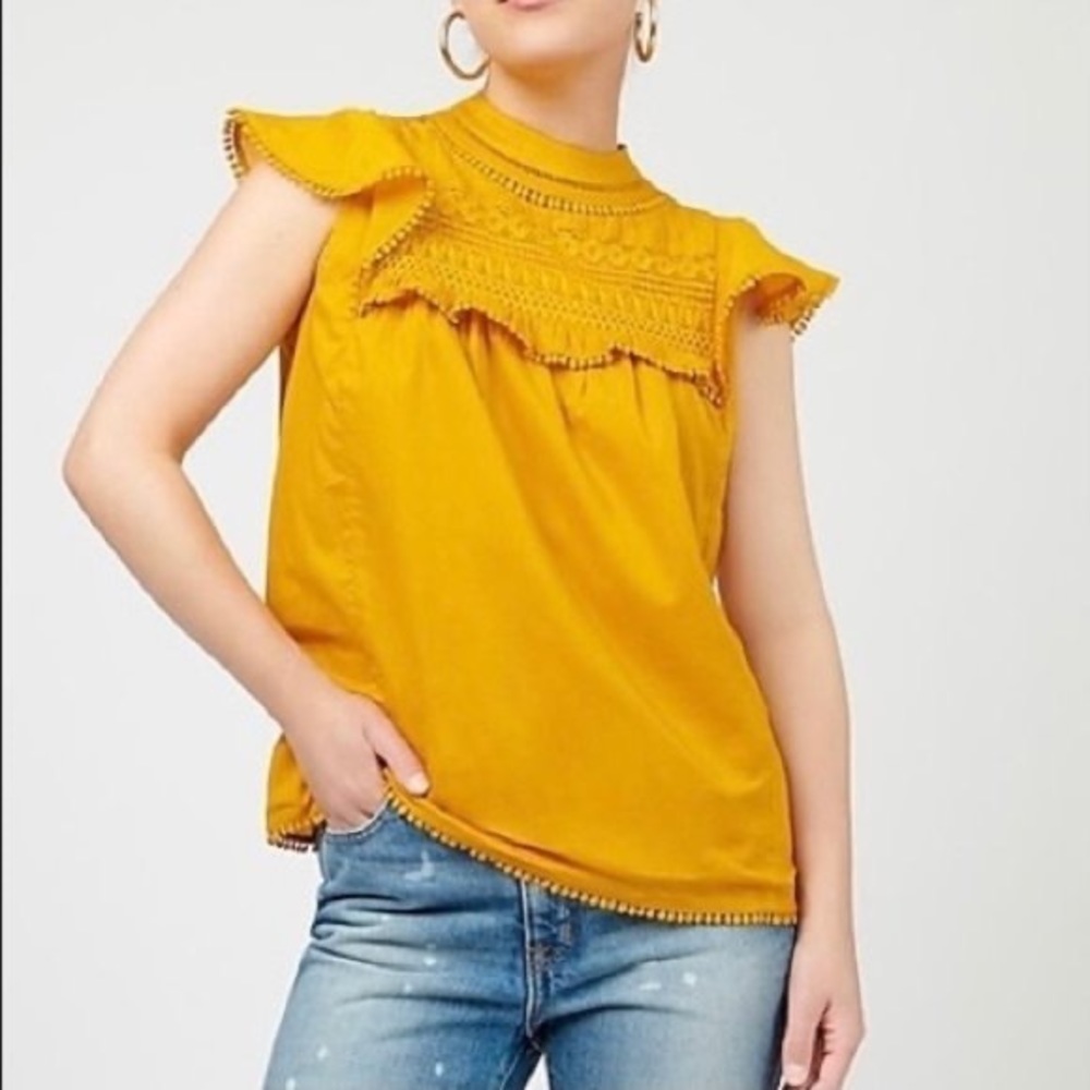 J.Crew NWT small flutter sleeve crochet lace top